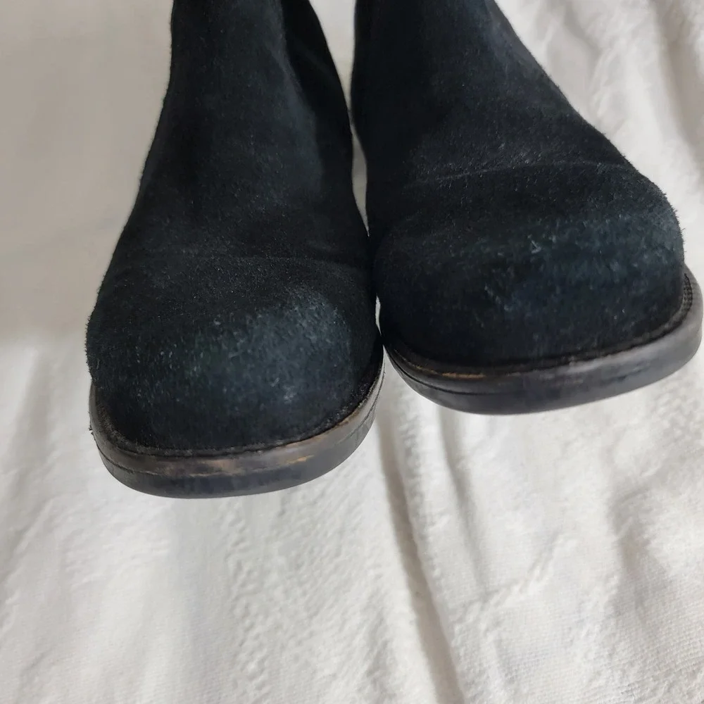 La Canadienne Black Suede Waterproof Ankle Boots Block Heel 32630 7.5 M Canada